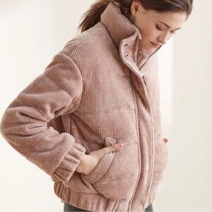 Upwest Women's Corduroy Puffer Jacket in Pink